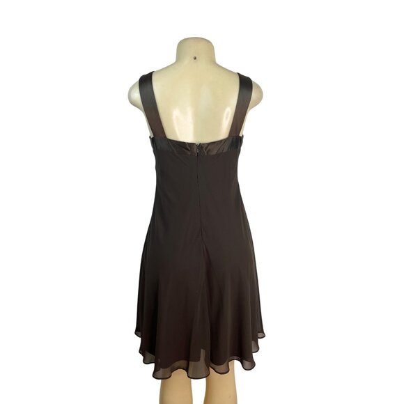 JS Boutique Beaded Halter Neck Brown Chiffon Cocktail Dress With Back Zip Size 8 - Picture 3 of 8